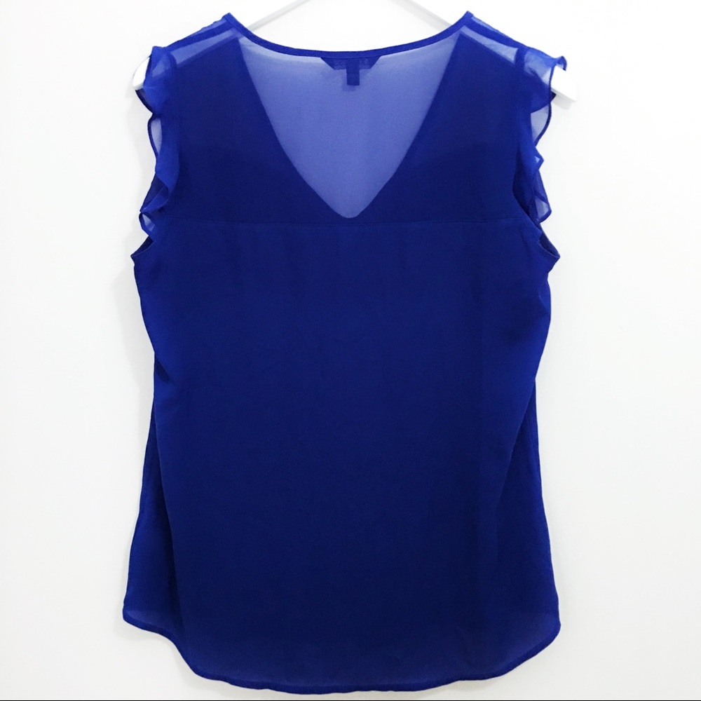 Sheer Express Blue Ruffle Tank Top - Picture 2 of 3